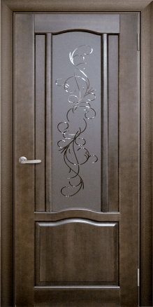 Дверь из массива Гамма Серое дерево Стекло с рисунком Фантазия - фото 1
